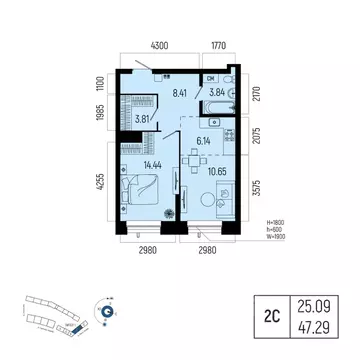 2-к кв. Башкортостан, Уфа Глумилино-1 мкр, Новатор жилой комплекс ...