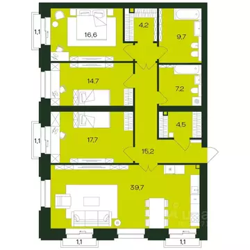 3-к кв. Чувашия, Чебоксары просп. Чебоксарский, 45к3 (130.8 м)