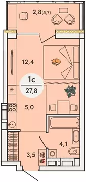 Студия Пермский край, д. Кондратово ул. Камская, 8А (27.8 м)