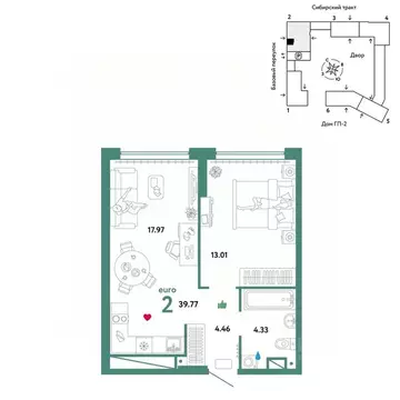 2-к кв. Свердловская область, Екатеринбург Сибирский мкр, Жилой ...