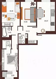 3-к кв. Оренбургская область, Оренбург Северный жилрайон, Фамильные ...