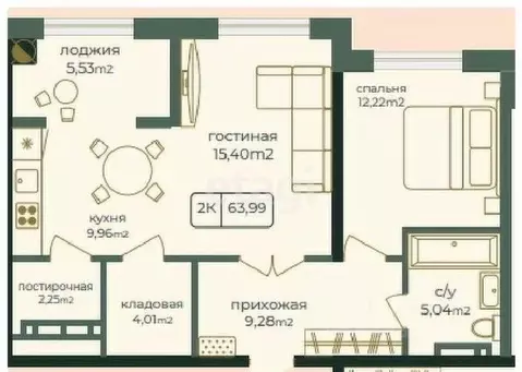 2-к кв. Дагестан, Каспийск просп. Акулиничева (63.99 м)