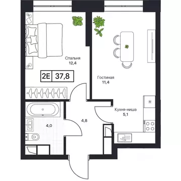 1-к кв. Московская область, Пушкино Пушкино Град жилой комплекс (37.7 ...