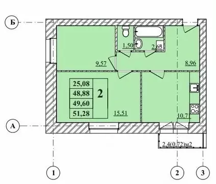 1-к кв. Ярославская область, Ярославль Тверицкая наб., 54Ак3 (51.28 м)