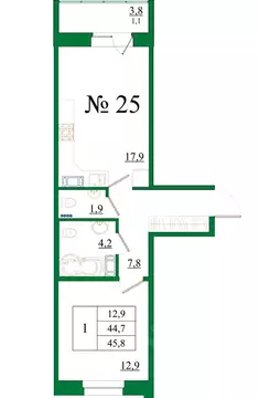1-к кв. Ленинградская область, Гатчина Красносельское ш., 4А (45.8 м)