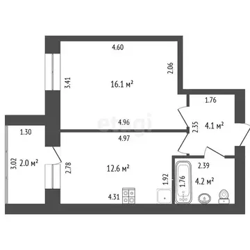1-комнатная квартира: Стерлитамак, Набережная улица, 3/4 (37 м)