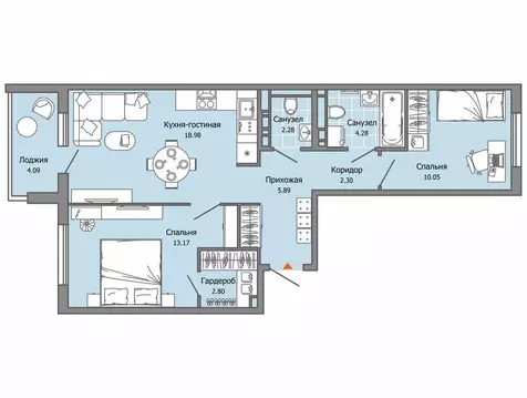 2-комнатная квартира: Ульяновск, жилой комплекс Город Новаторов, 5 (62 ...