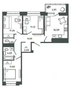 3-к кв. Ленинградская область, Ломоносовский район, Аннинское ...
