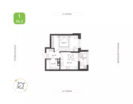 1-к кв. Ярославская область, Ярославль Тутаевское ш., 93Б (36.2 м)