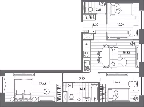 3-комнатная квартира: Санкт-Петербург, набережная реки Карповки, 31к1 ...