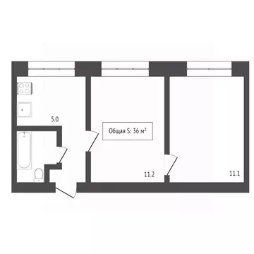 2-к кв. Томская область, Томск ул. Александра Угрюмова, 2А (32.1 м)