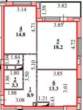 2-к кв. Липецкая область, Липецк ул. М.И. Неделина, 3А (67.0 м)