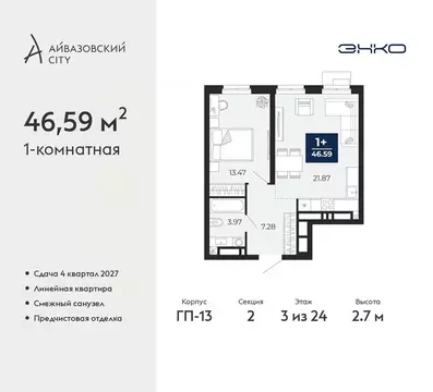 1-к кв. Тюменская область, Тюмень Айвазовский Сити жилой комплекс ...