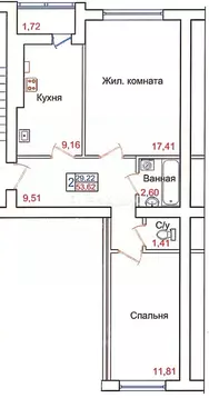 2-к кв. Калининградская область, Калининград Елизаветинская ул., 2 ...