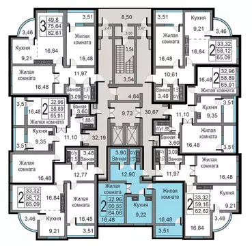 2-к кв. Калужская область, Калуга ул. Минская, 24 (64.06 м)