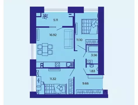 3-к кв. Брянская область, Брянск ул. Комарова, 47а (60.0 м)