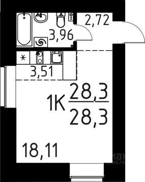 1-к кв. Томская область, Томск ул. Вершинина, 58к1 (28.3 м)