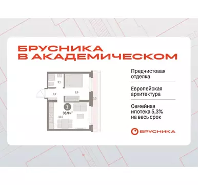 1-комнатная квартира: Екатеринбург, микрорайон Академический, 19-й ...