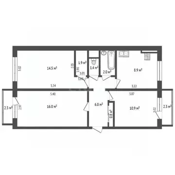 3-к кв. Калужская область, Калуга Больничная ул., 15 (63.2 м)