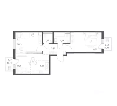 2-к кв. Башкортостан, Уфа ул. Минигали Губайдуллина, 8к9 (60.08 м)