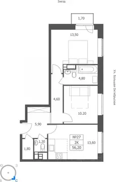 2-к кв. Ярославская область, Ярославль ул. Большая Октябрьская, 85 ...