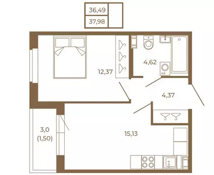 1-комнатная квартира: Сертолово, Златоглавая улица, 2к2 (37.98 м)