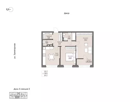 2-к кв. Хабаровский край, Хабаровск Воронежская ул., 159А (57.7 м)