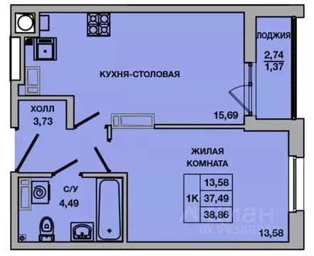 1-к кв. Ростовская область, Батайск ул. Ушинского, 29к2 (38.86 м)