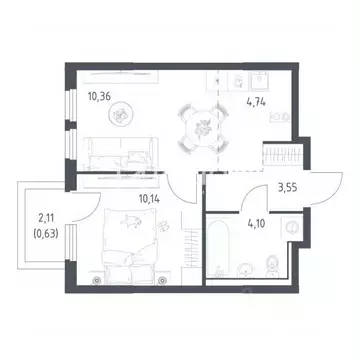 2-к кв. Московская область, Ленинский городской округ, Мисайлово пгт, ...