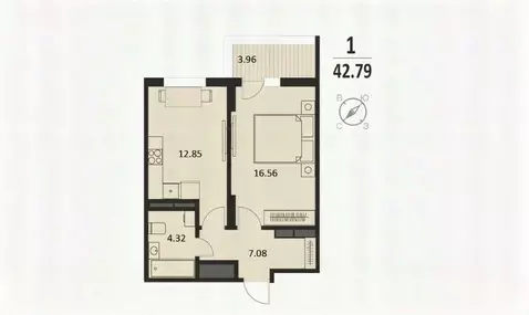 2-к кв. Курская область, Курск Хуторская ул., 39 (42.8 м)