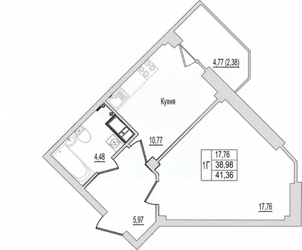 1-к кв. Псковская область, Псков Линейная ул., 87 (41.36 м)