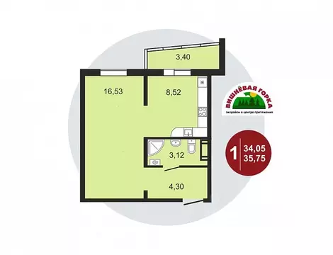 1-к кв. Челябинская область, Челябинский городской округ, пос. ...