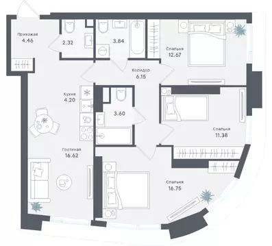3-комнатная квартира: Москва, ВАО, район Сокольники (81.99 м)
