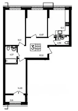 3-к кв. Севастополь ул. Тендровская, 17 (78.97 м)