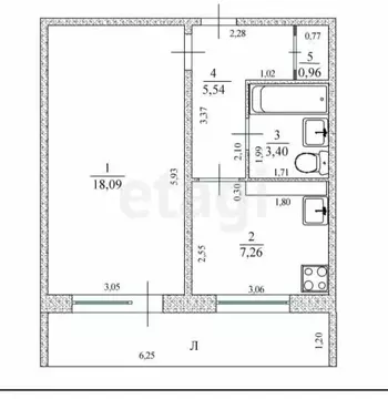 1-комнатная квартира: Ульяновск, улица Рябикова, 77 (35.2 м)