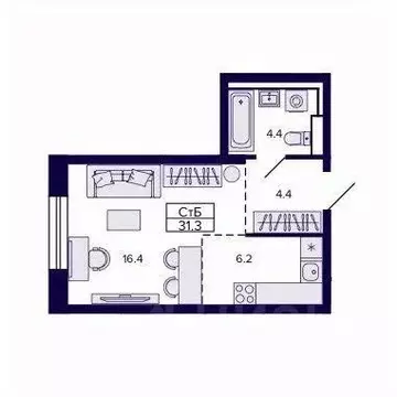 Студия Хабаровский край, Хабаровск ул. Карла Маркса, 96/1 (31.36 м)