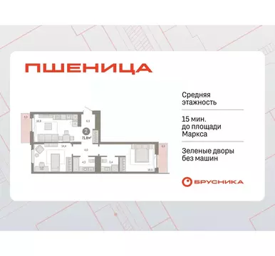 2-к кв. Новосибирская область, Новосибирский район, Краснообск рп, 3-й ...