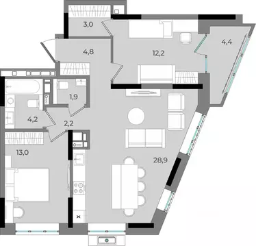 2-к кв. Удмуртия, Ижевск Северо-Западный жилрайон, 2-й мкр, Новый ...