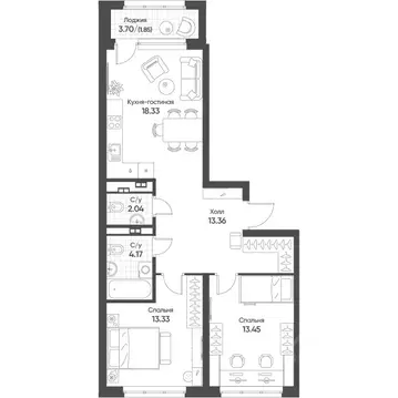 2-к кв. Свердловская область, Екатеринбург Солнечный жилрайон,  (66.3 ...