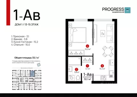 1-к кв. Свердловская область, Екатеринбург Академический мкр, 20-й ...