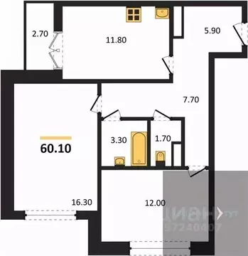 2-к кв. Воронежская область, Новоусманский район, пос. Отрадное ул. ...