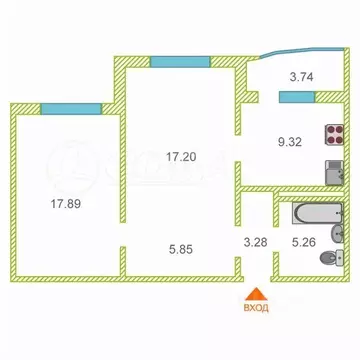 2-к кв. Тюменская область, Тюмень Кремлевская ул., 85к1 (62.5 м)