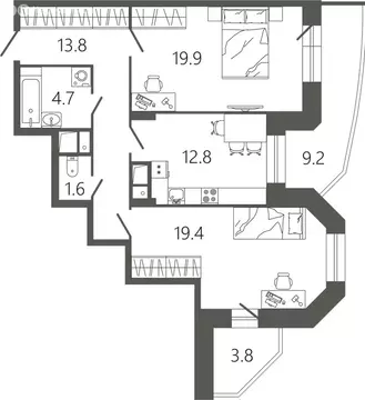 2-комнатная квартира: Подольск, микрорайон Климовск, Советская улица, ...