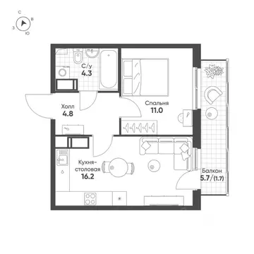 1-к кв. Санкт-Петербург пос. Шушары, Клюква Парк жилой комплекс (38.0 ...