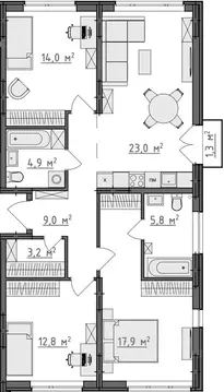 3-к кв. Владимирская область, Владимир Сновицы-Веризино мкр,  (90.99 ...