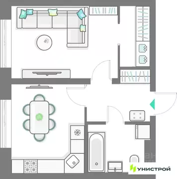 1-к кв. Татарстан, Казань Лето жилой комплекс (38.86 м)
