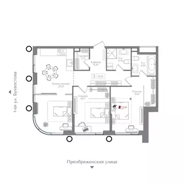2-комнатная квартира: Москва, жилой комплекс Преображенская Площадь ...