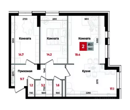 3-к кв. Ставропольский край, Невинномысск Новая ул., 1 (81.1 м)