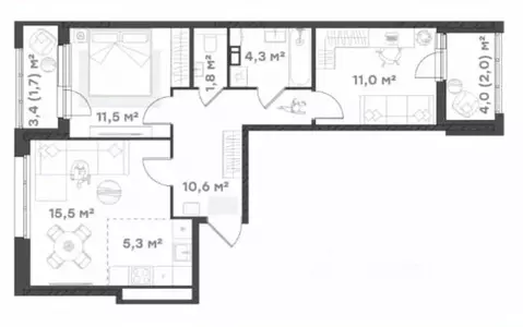 2-к кв. Ярославская область, Ярославль Тутаевское ш., 93Б (63.7 м)
