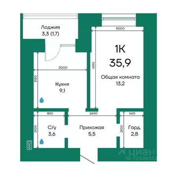 1-к кв. Алтайский край, Барнаул Просторная ул., 390к2 (35.9 м)